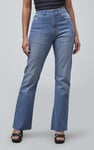 High Waist Raw Hem Flared Jeans