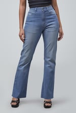 High Waist Raw Hem Flared Jeans