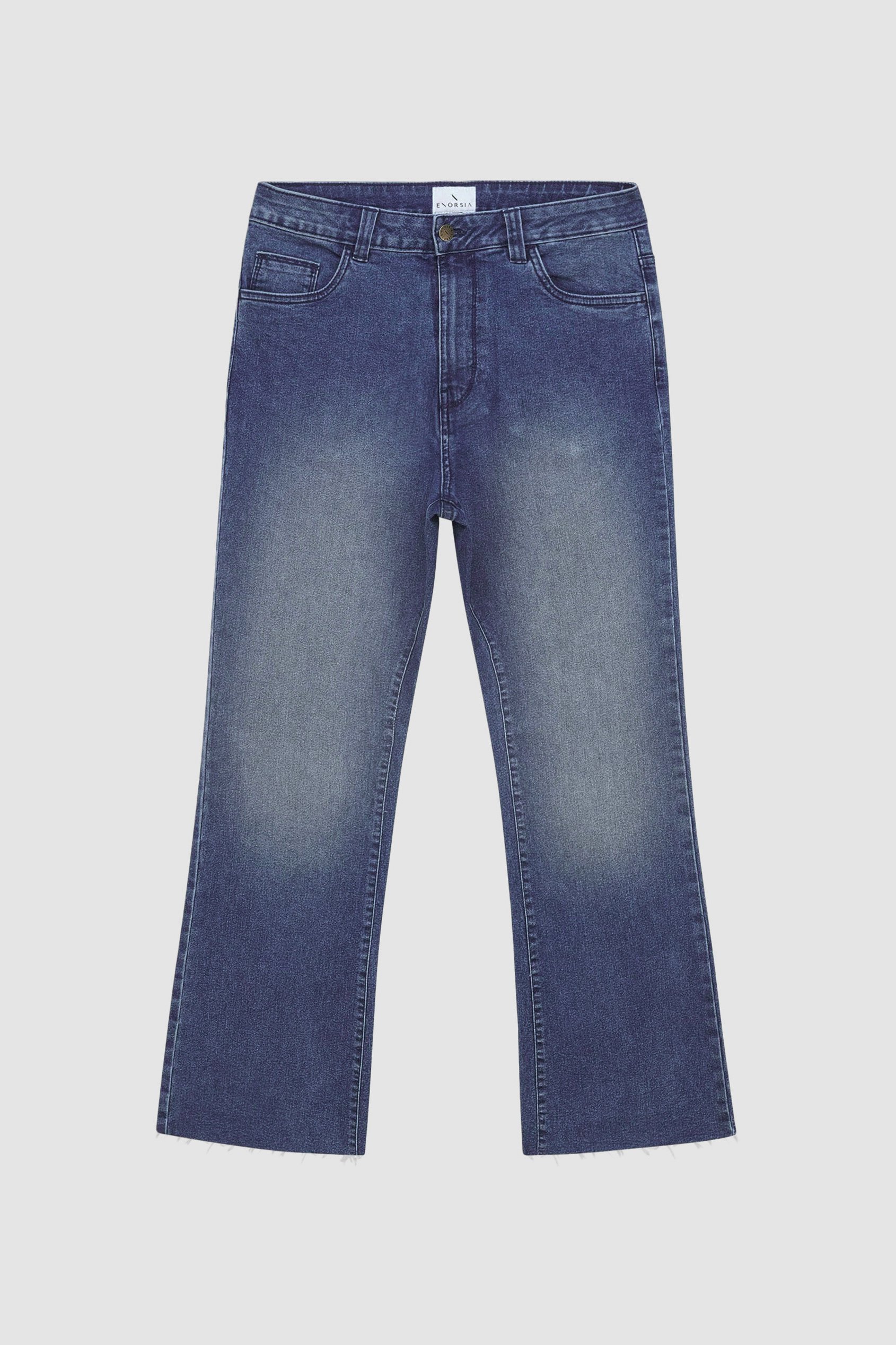High Waist Raw Hem Flared Jeans