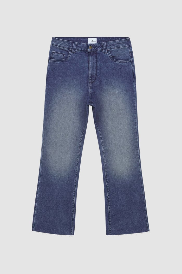 High Waist Raw Hem Flared Jeans