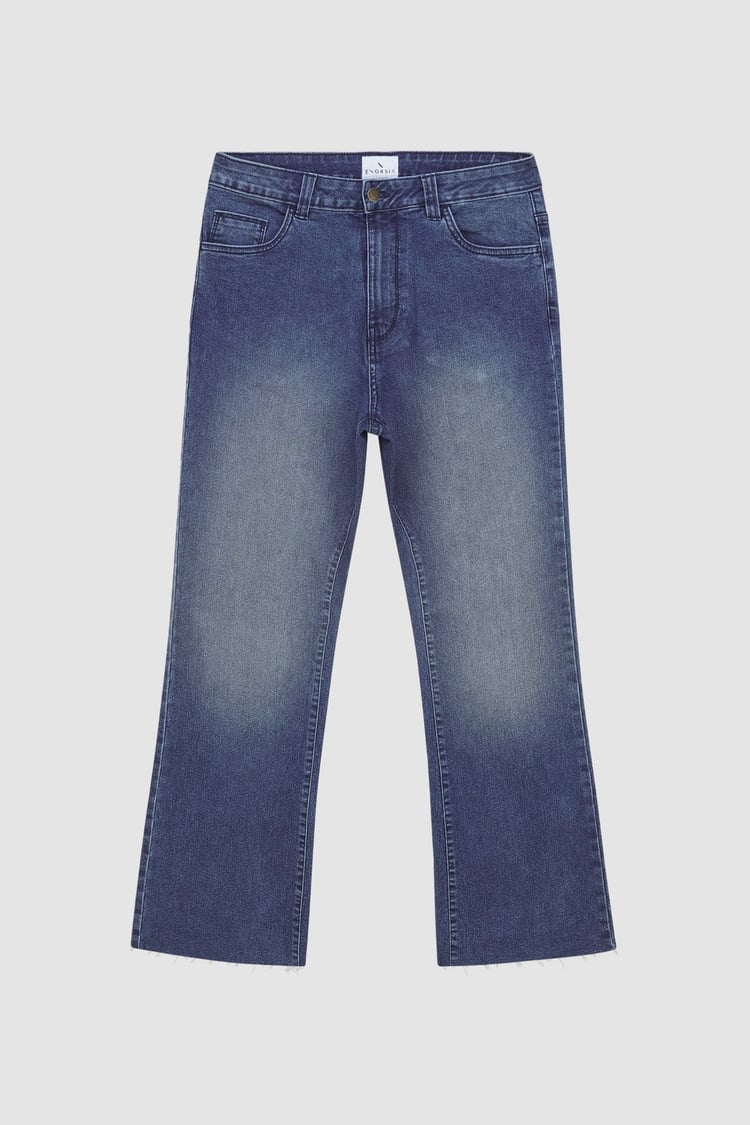 High Waist Raw Hem Flared Jeans