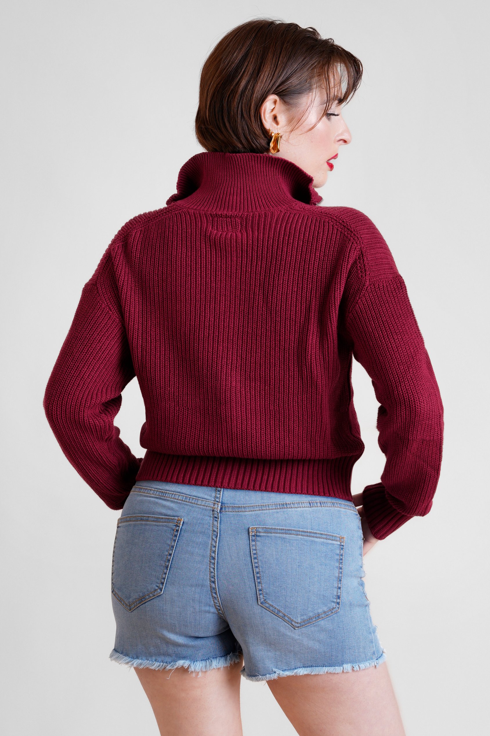 Funnel Neck Two Way Zip Up Jumper