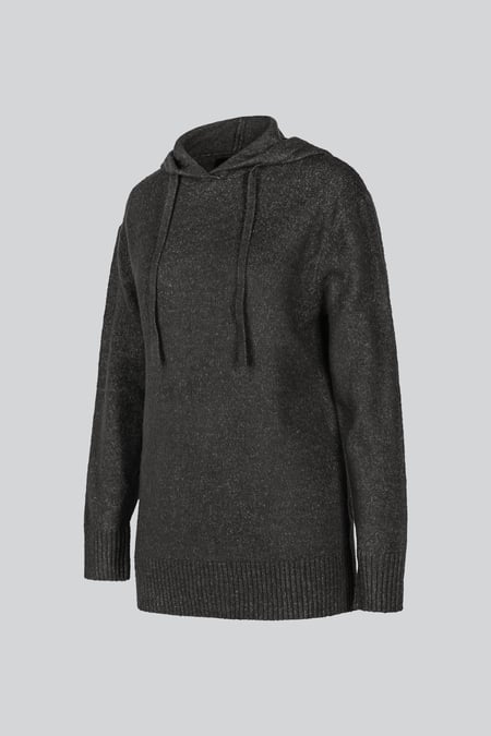 Charcoal Oversized Knitted Hooded Tunic