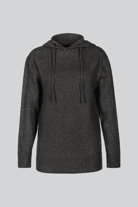 Charcoal Oversized Knitted Hooded Tunic