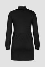 High Neck Lace Trim Mini Dress