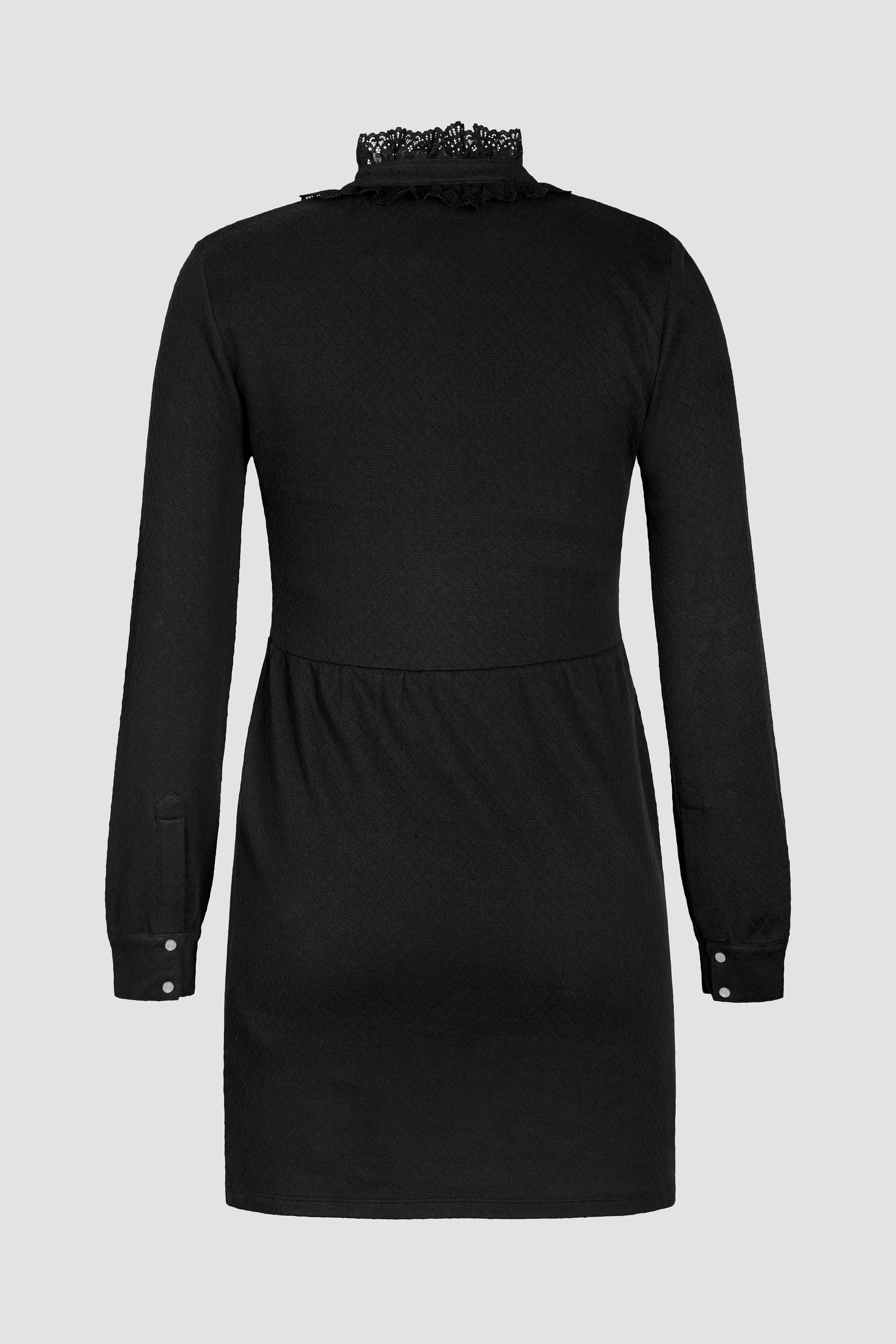 High Neck Lace Trim Mini Dress