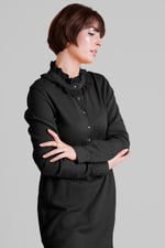 High Neck Lace Trim Mini Dress