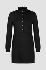 High Neck Lace Trim Mini Dress