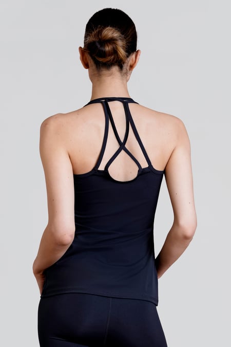 Womens Dark Charcoal Strappy Active Top