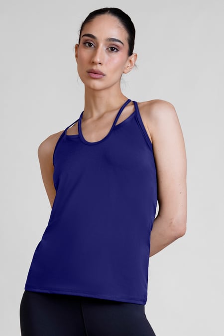 Womens Navy Strappy Active  Top