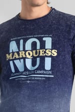 Mens Indigo Wash Graphic T-Shirt