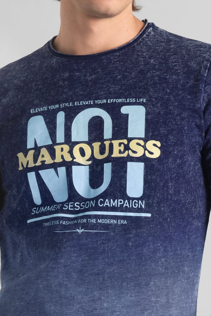 Mens Indigo Wash Graphic Tee