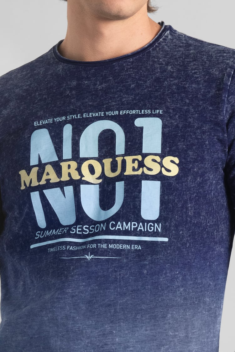 Mens Indigo Wash Graphic T-Shirt