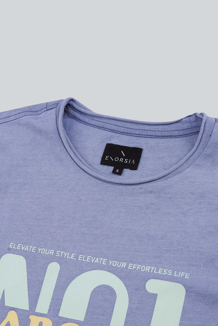 Mens Indigo Wash Graphic T-Shirt