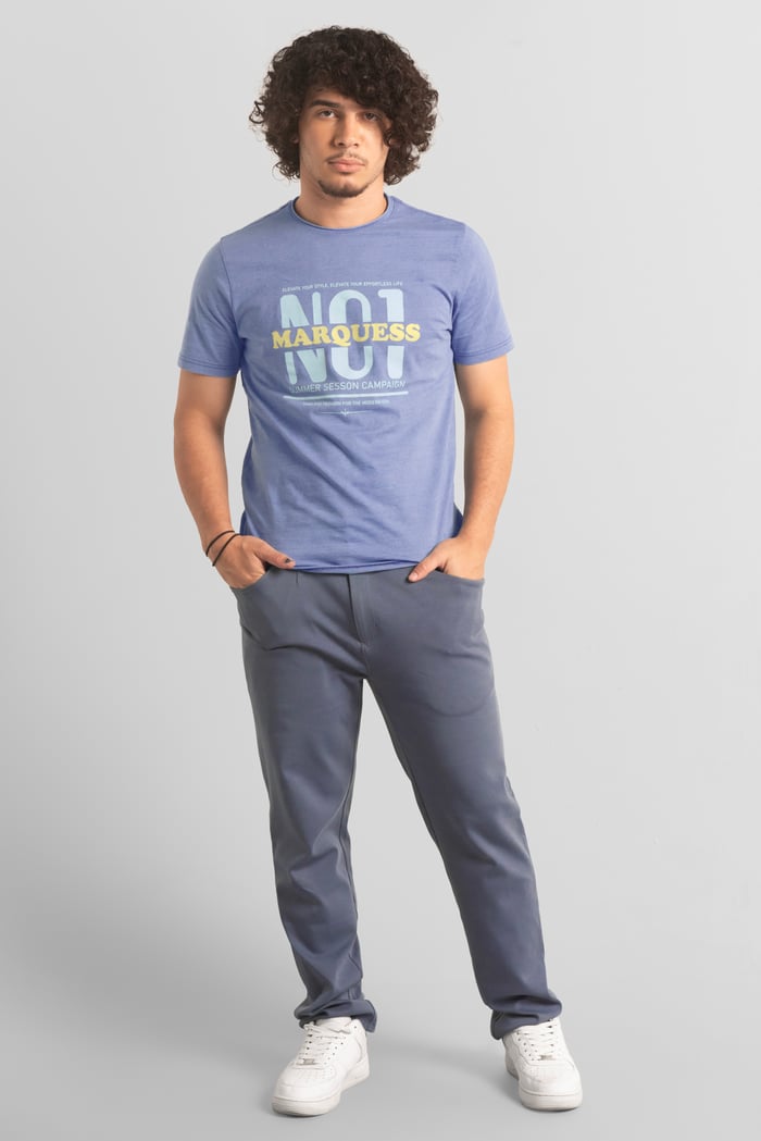 Mens Indigo Wash Graphic Tee