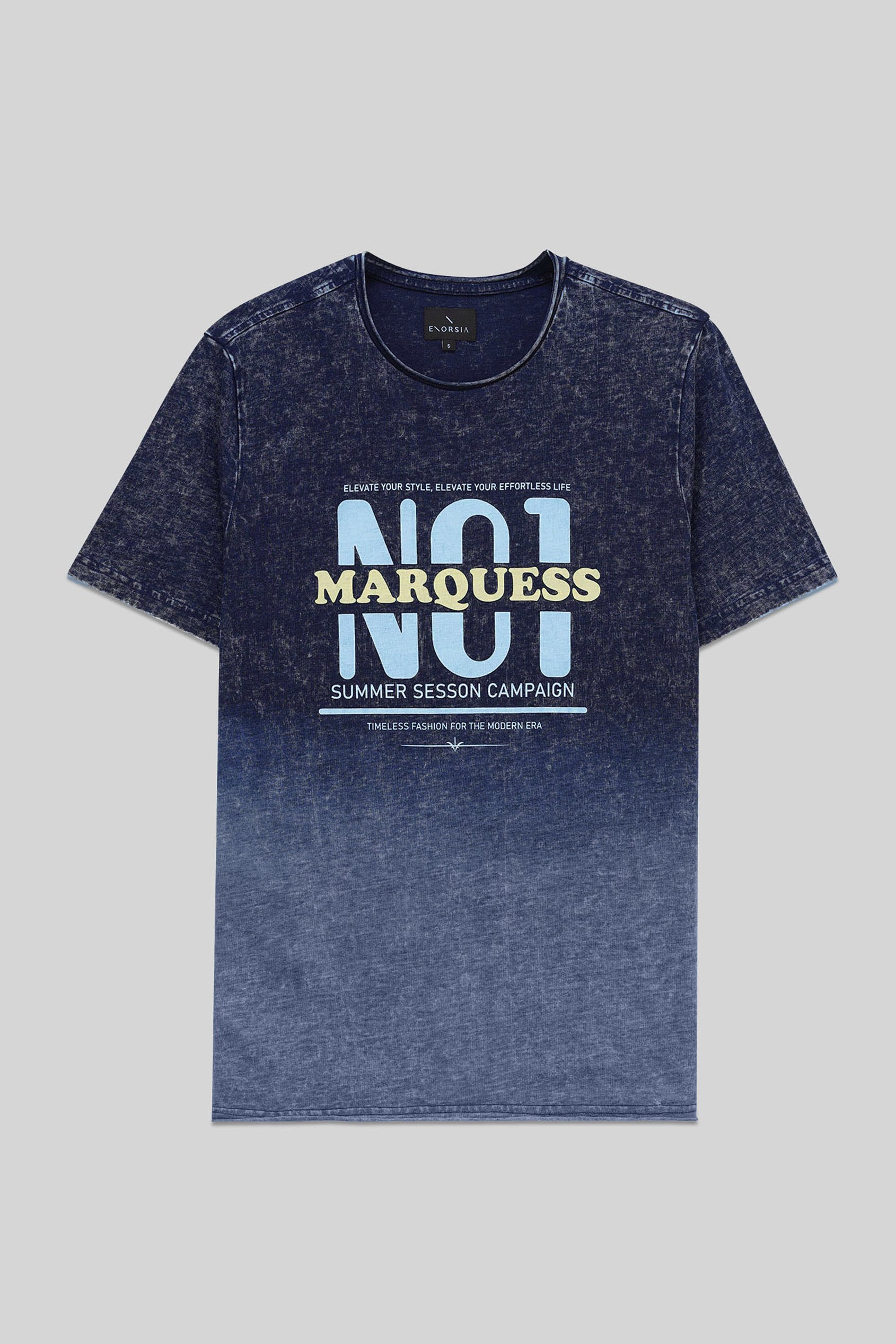 Mens Indigo Wash Graphic Tee