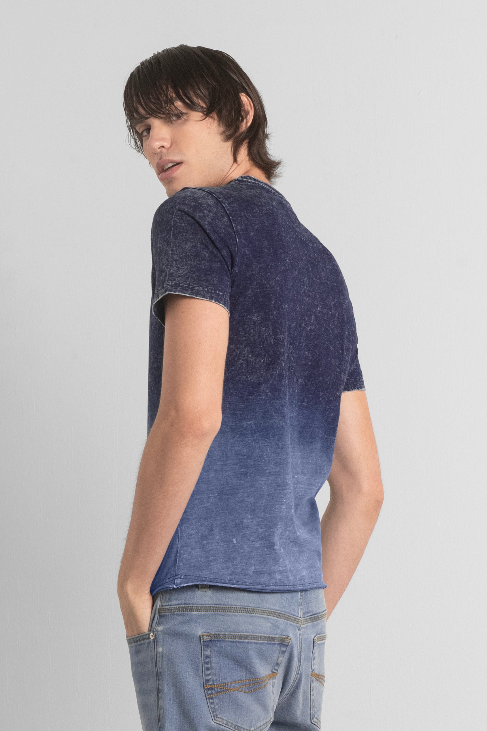 Mens Indigo Wash Graphic T-Shirt