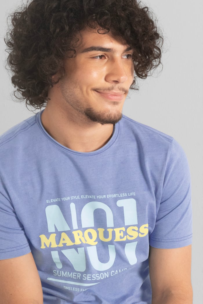 Mens Indigo Wash Graphic Tee