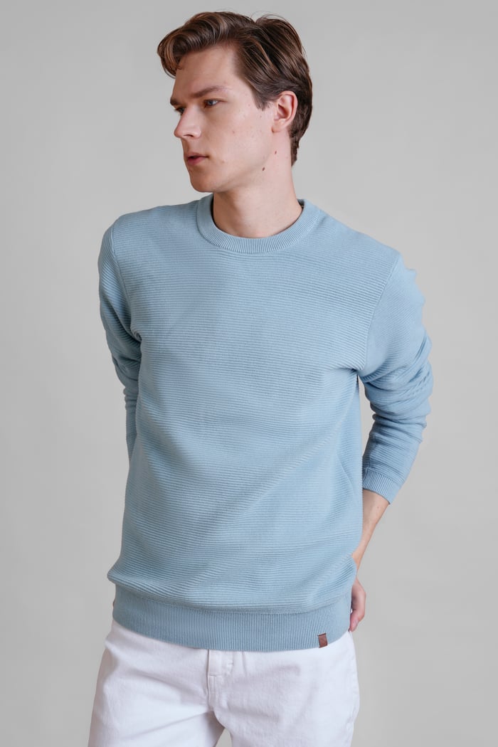 Mens Waffle Knit Crew Neck Jumper