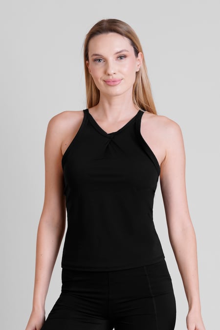Dark Charcoal Pleated Front Racer Active Top