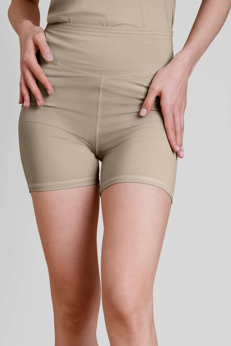 Womens Aqua Blue High-Waist Sculpted Fit Active Shorts