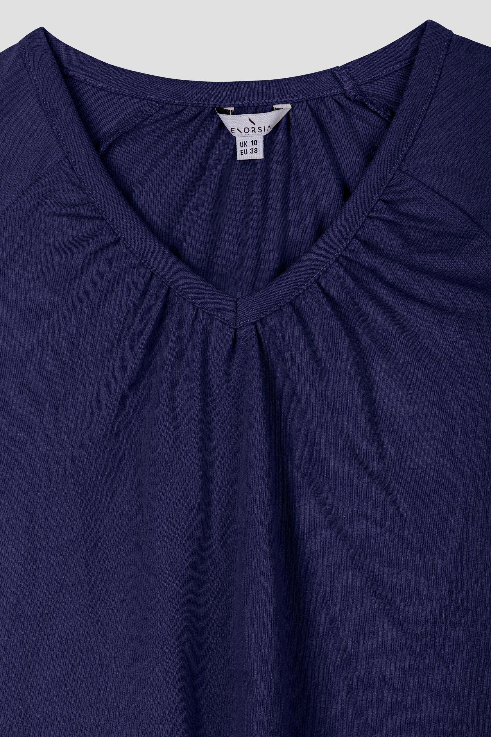 Long Sleeve Gathered V-Neck Tops