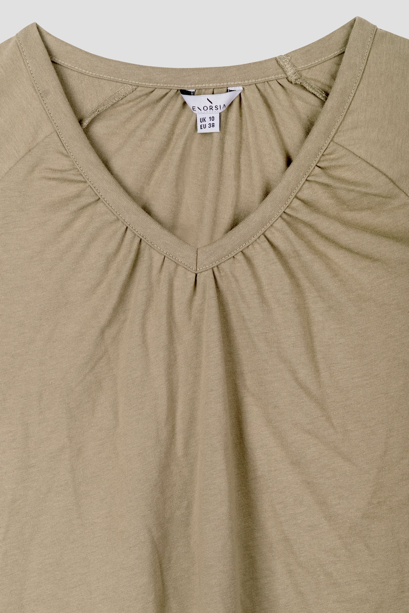 Long Sleeve Gathered V-Neck Tops