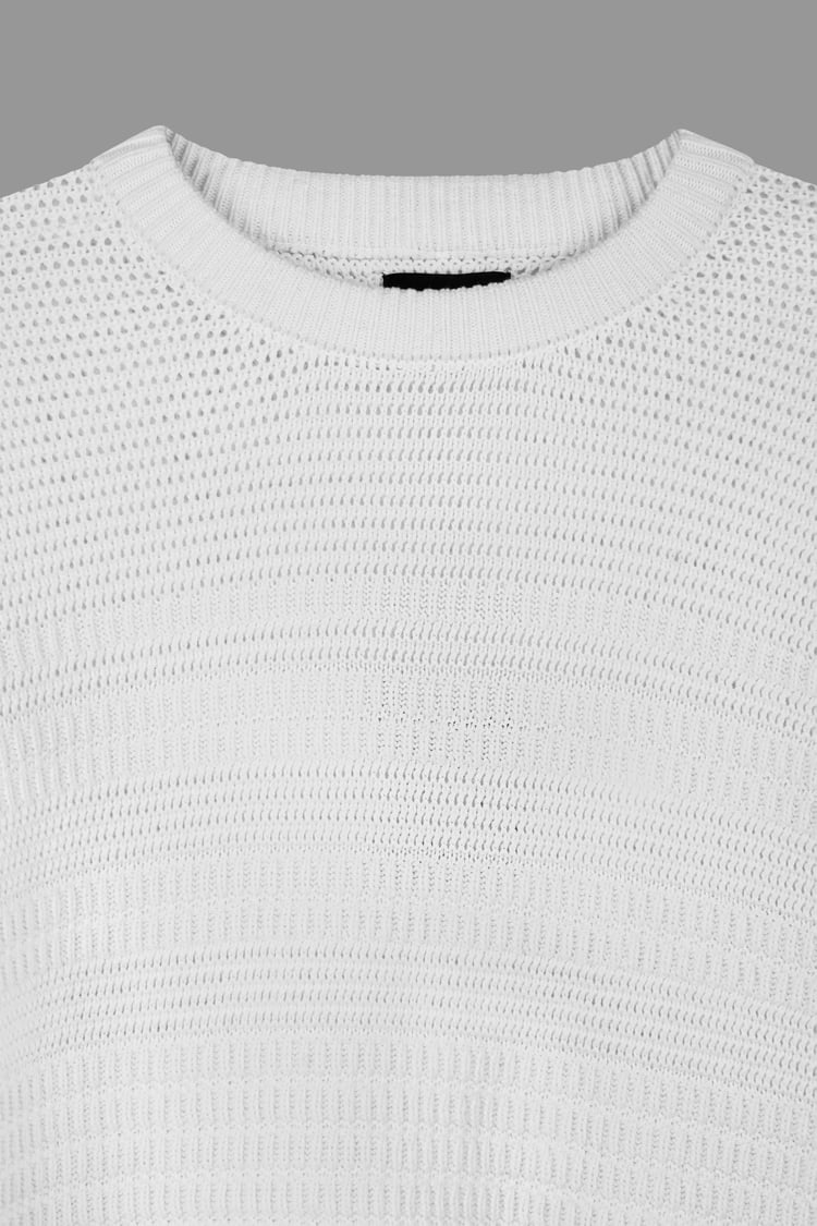 Cotton Textured Crew Neck Jumper