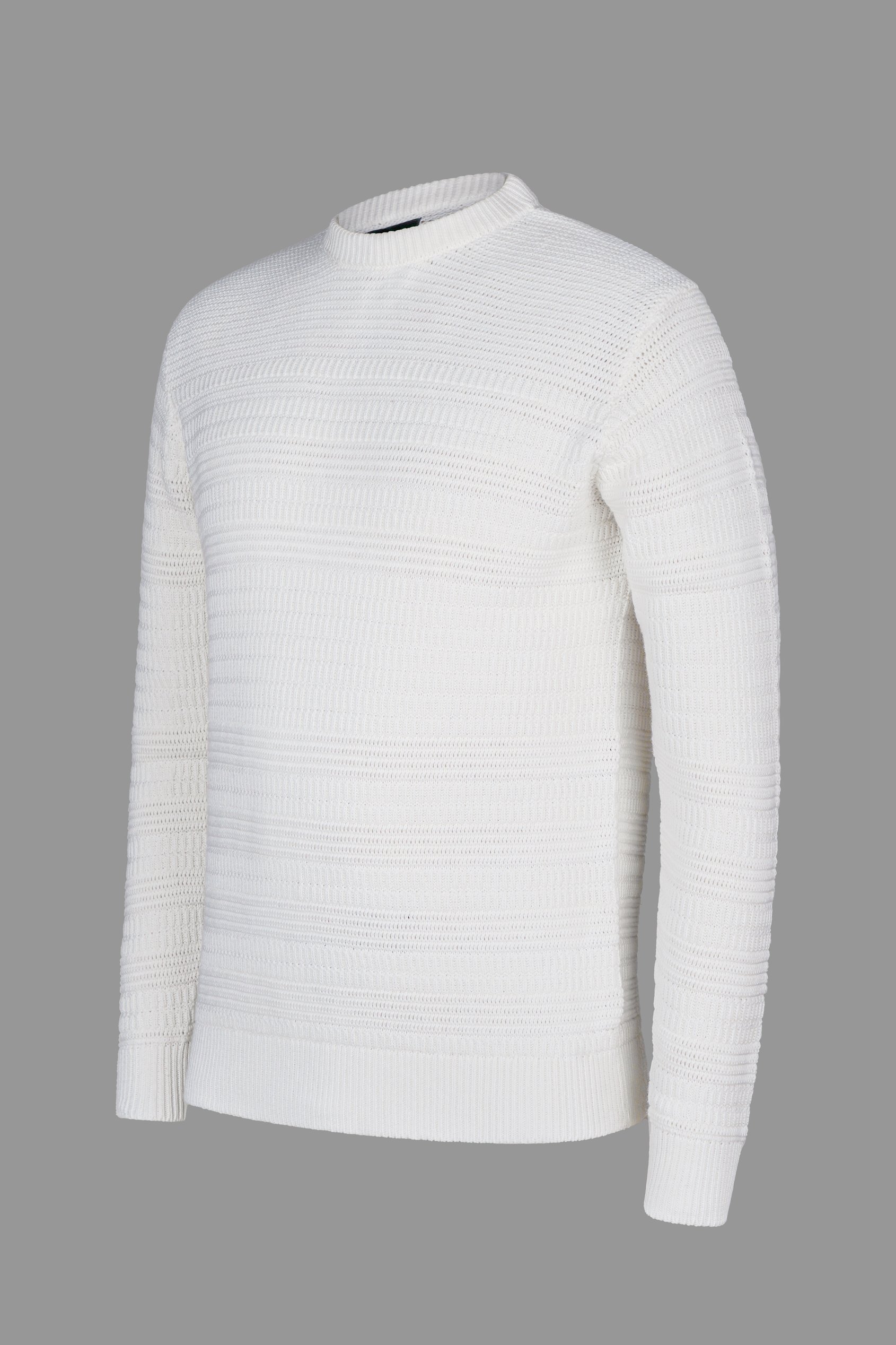 Cotton Textured Crew Neck Jumper
