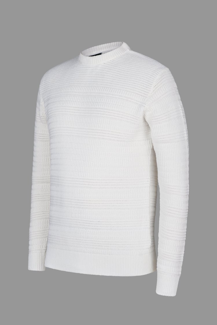 Cotton Textured Crew Neck Jumper