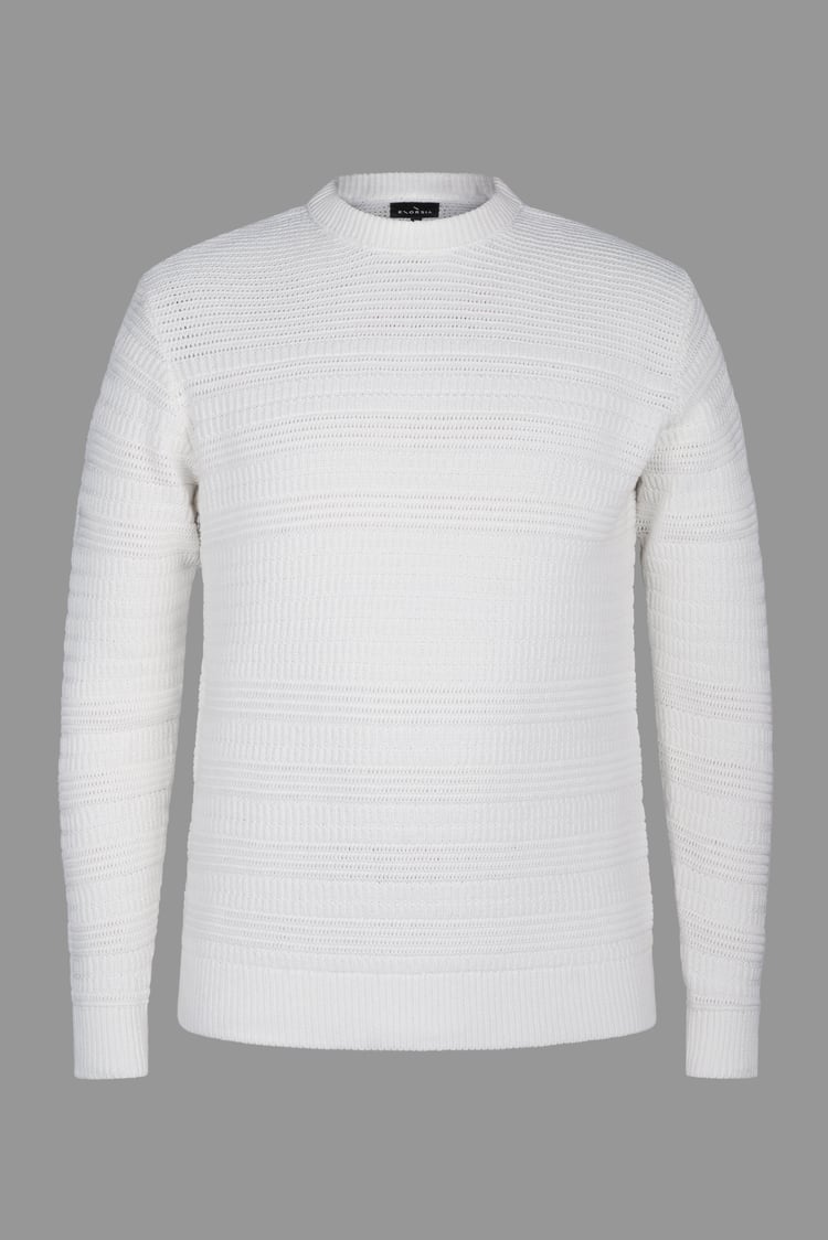 Cotton Textured Crew Neck Jumper
