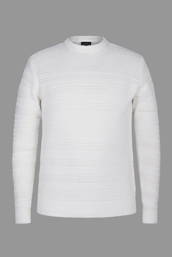 Cotton Textured Crew Neck Jumper