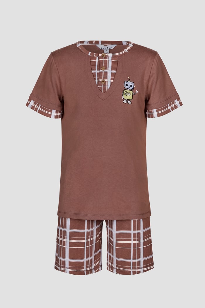 Boys Checked AOP Shorts & T-Shirt Set (6yrs-11yrs)