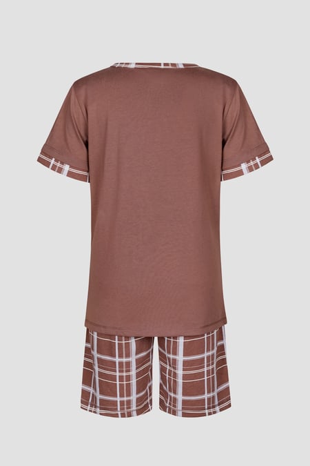 Boys Brown Check  Shorts & T-Shirt Set (6yrs-11yrs)