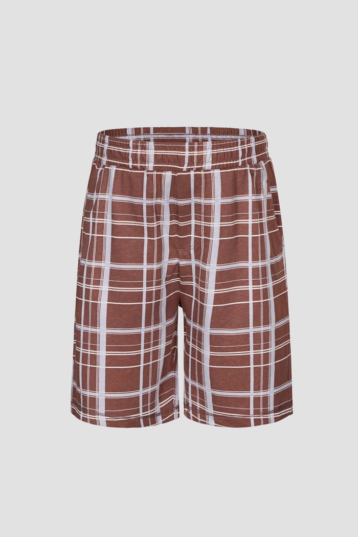 Boys Checked AOP Shorts & T-Shirt Set (6yrs-11yrs)