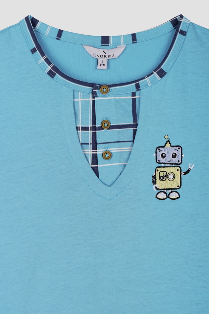 Boys Checked AOP Shorts & T-Shirt Set (6yrs-11yrs)