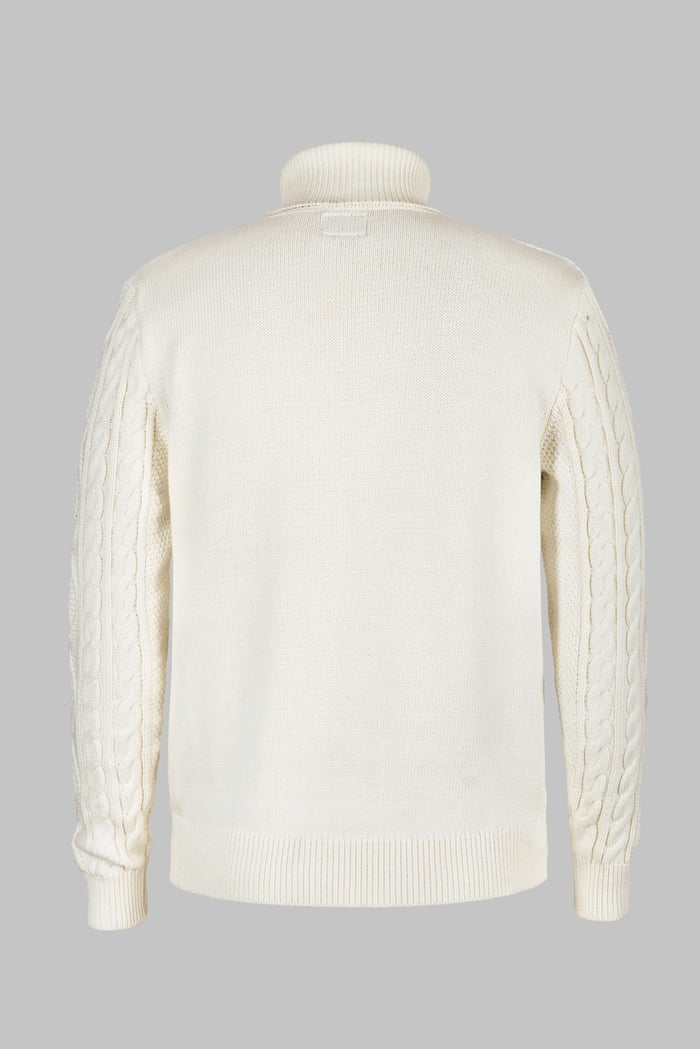 Premium Cotton Cable Knit Roll Neck Jumper