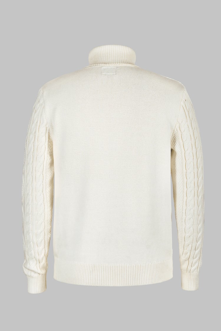 Premium Cotton Cable Knit Roll Neck Jumper