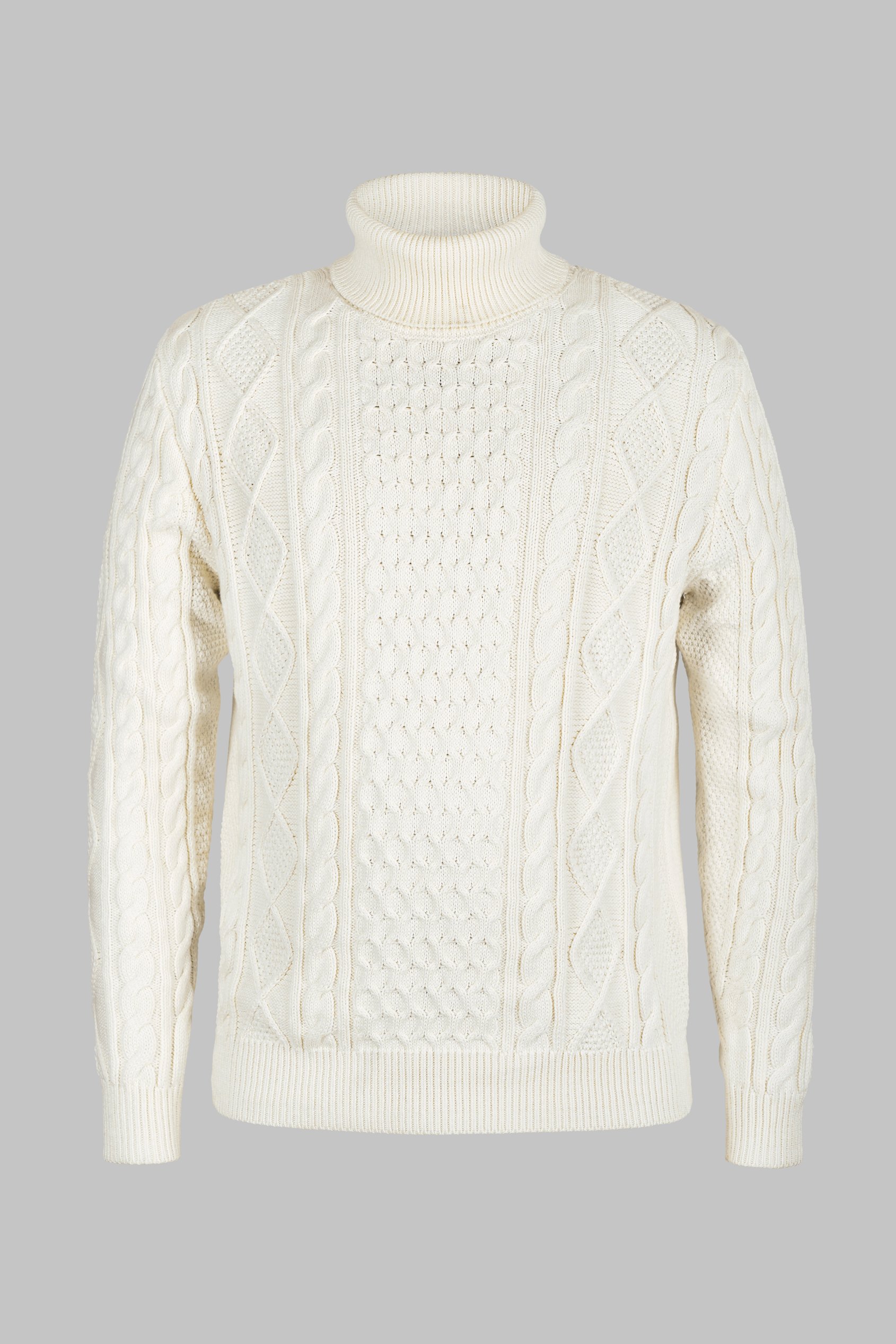 Premium Cotton Cable Knit Roll Neck Jumper