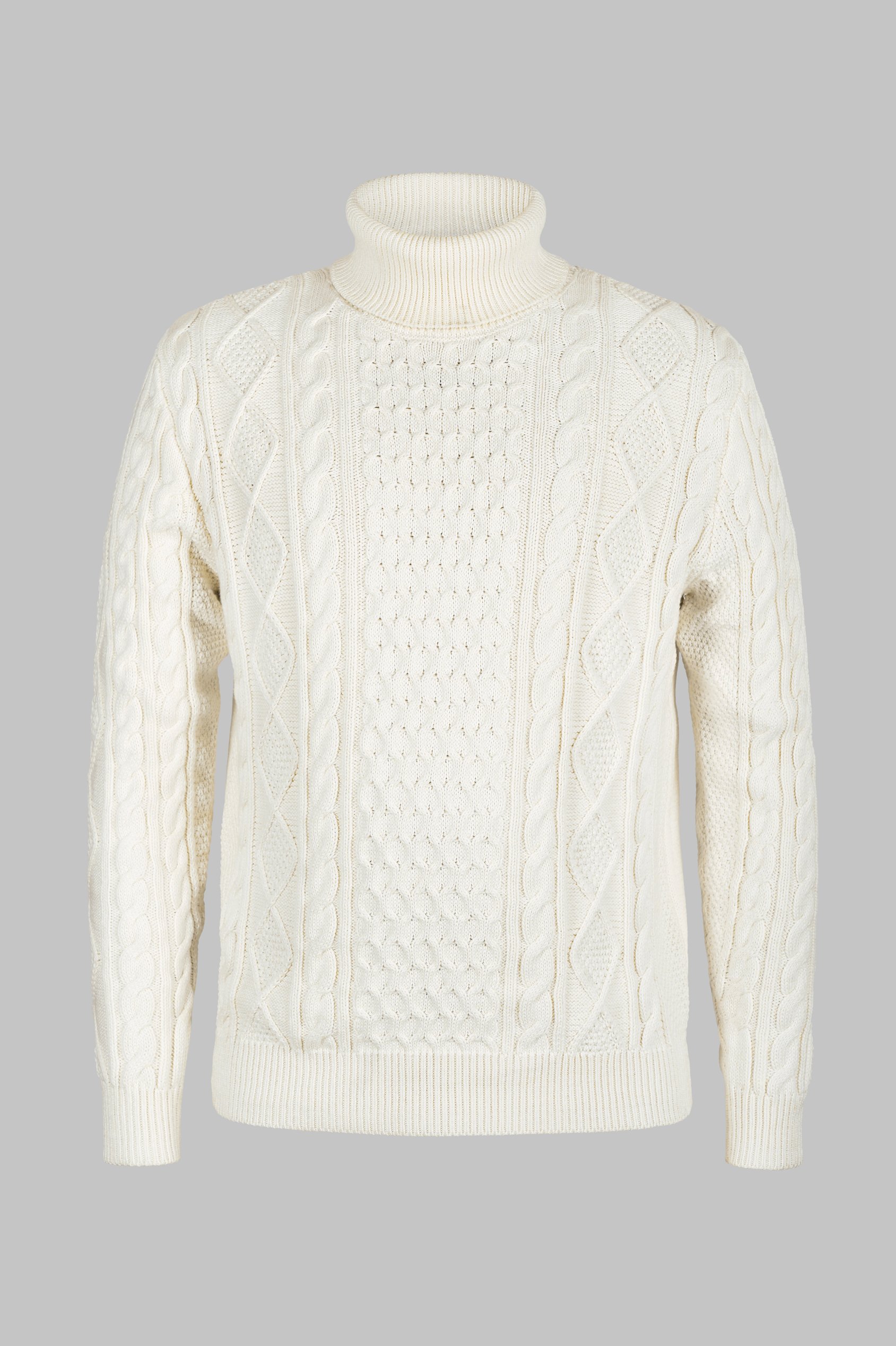 Premium Cotton Cable Knit Roll Neck Jumper