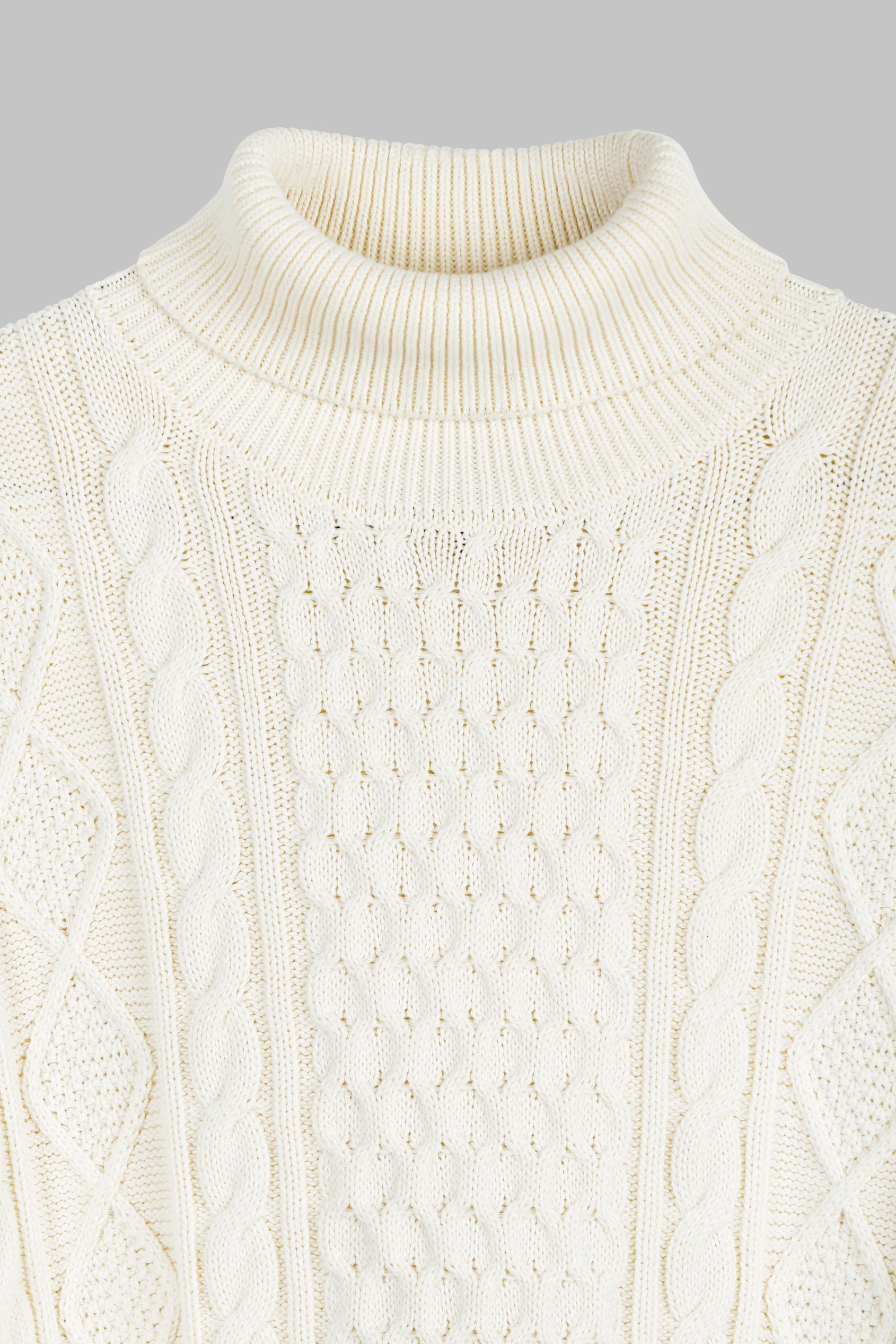 Premium Cotton Cable Knit Roll Neck Jumper