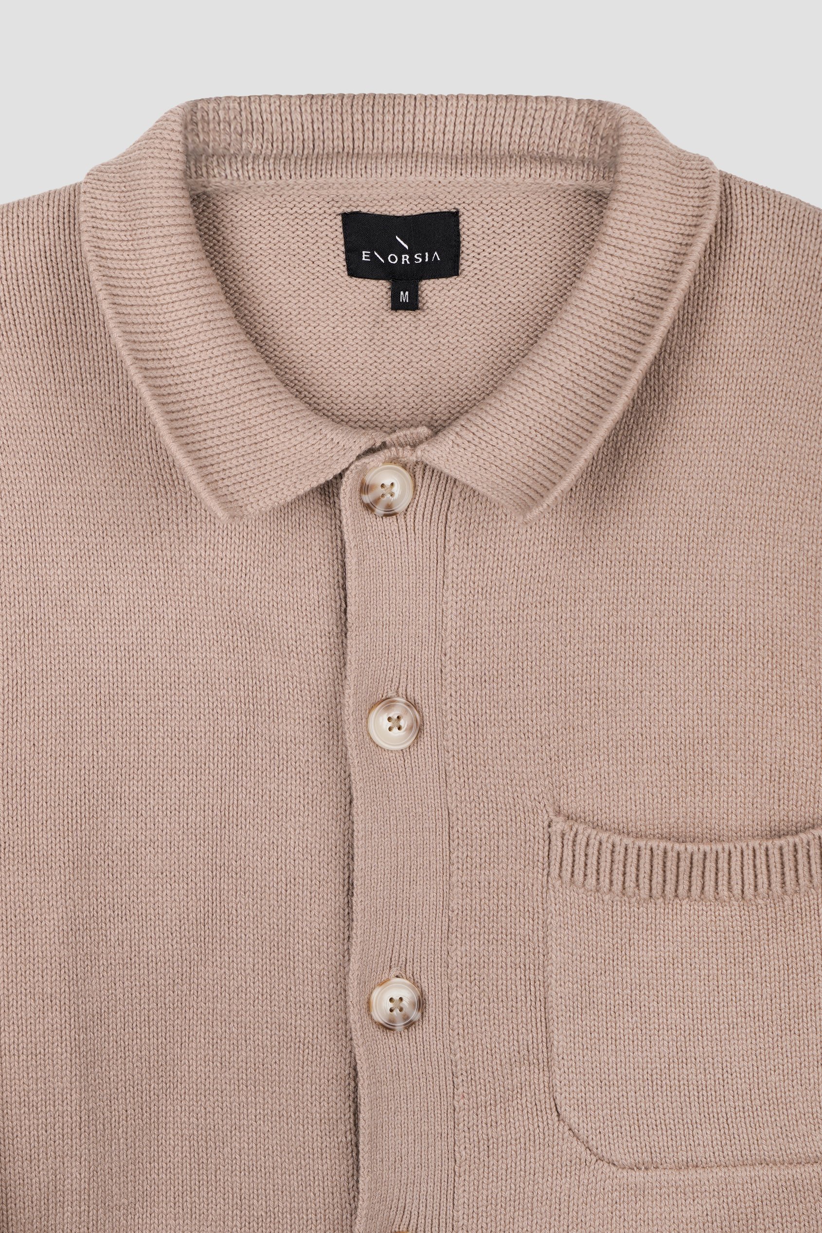 Men's Neutral Knitted Button Through Shirts
