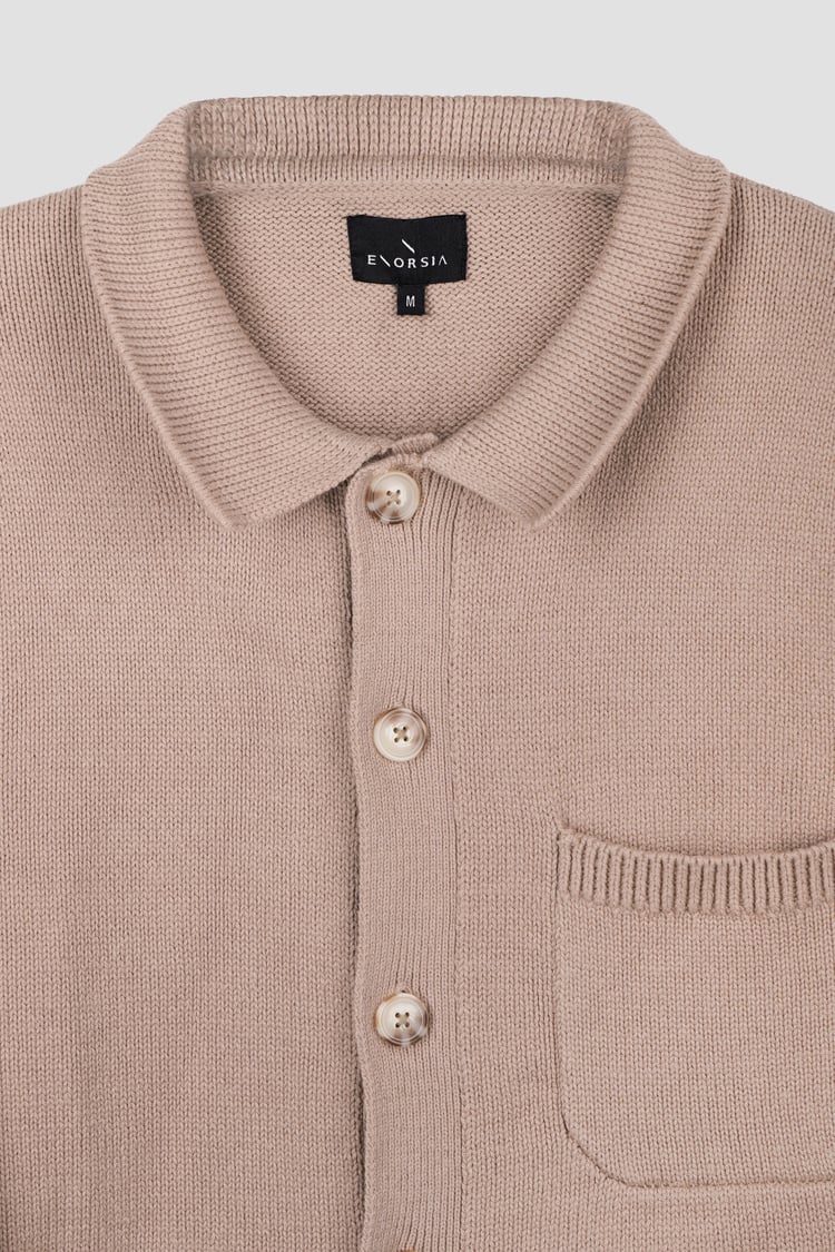 Men's Neutral Knitted Button Through Shirts
