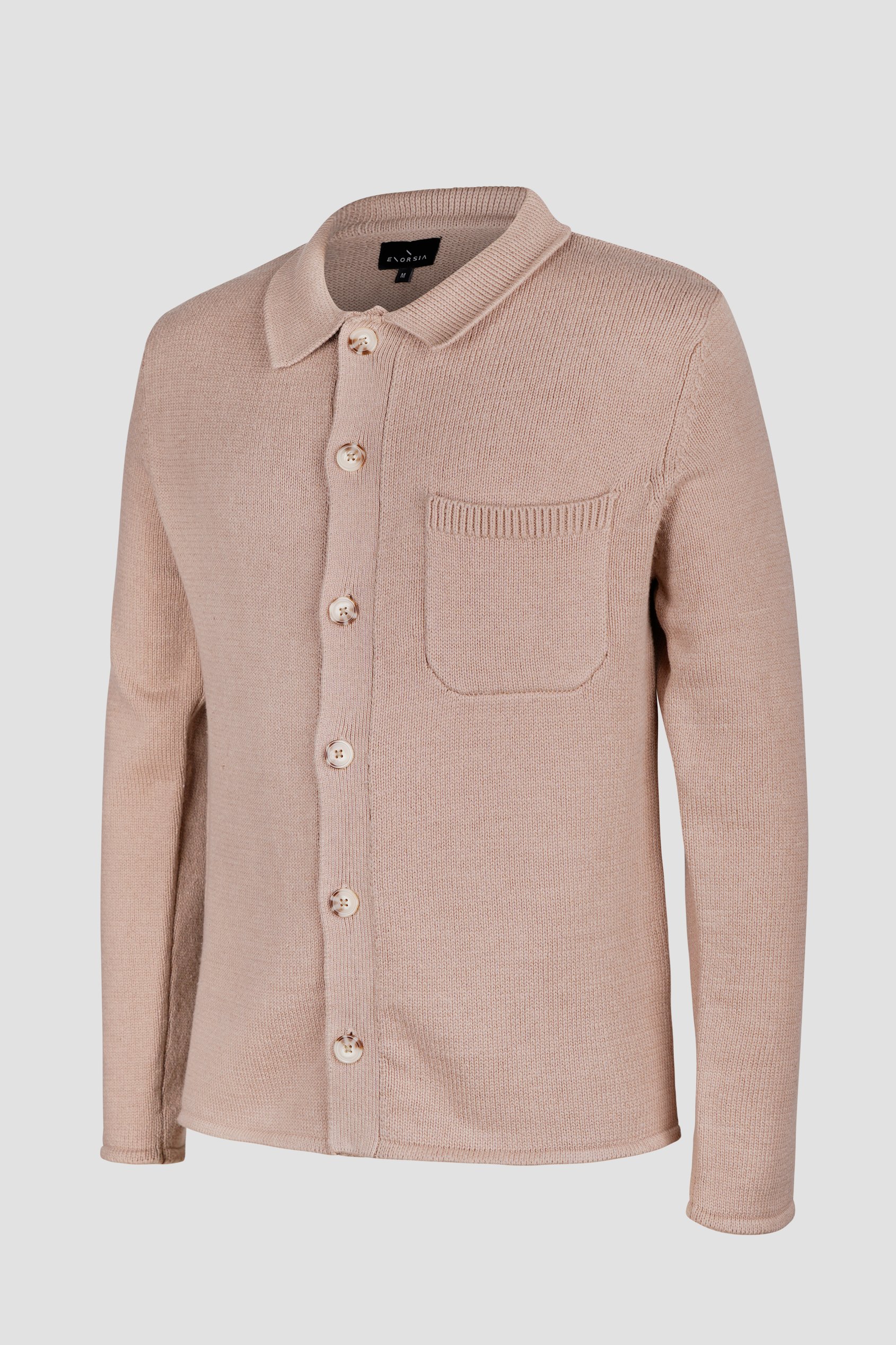 Men's Neutral Knitted Button Through Shirts