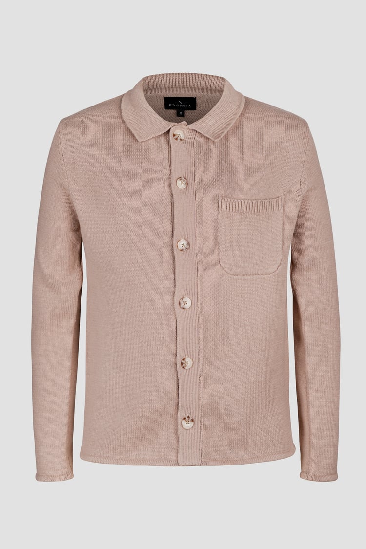 Men's Neutral Knitted Button Through Shirts