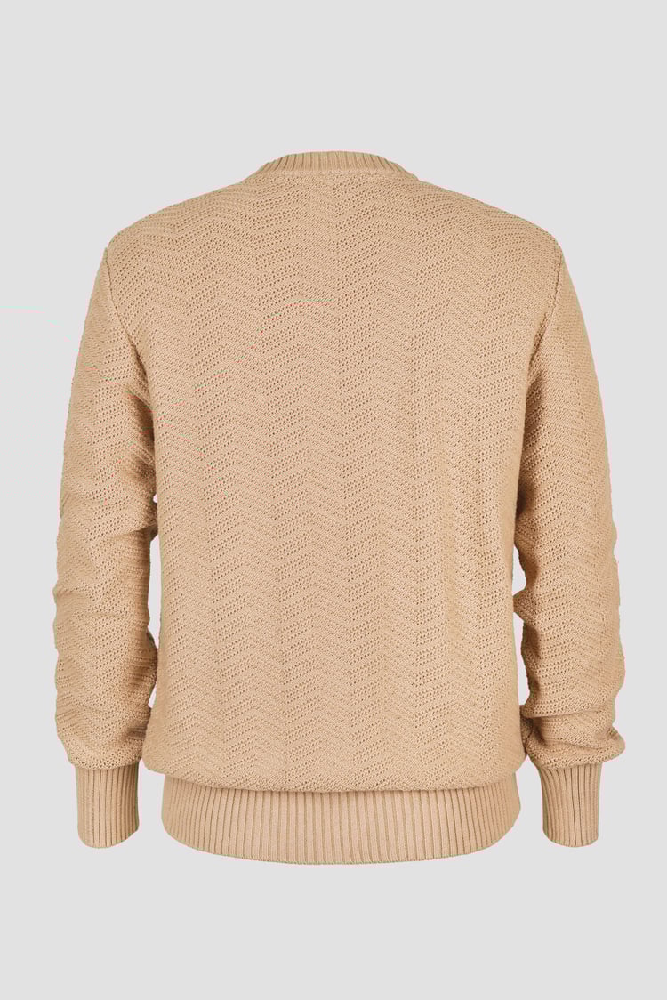 Chevron Textured Crew Neck Jumper