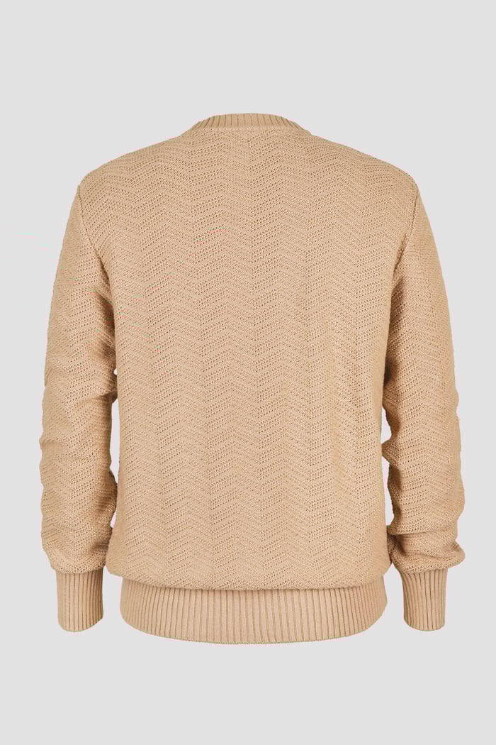 Chevron Textured Crew Neck Jumper