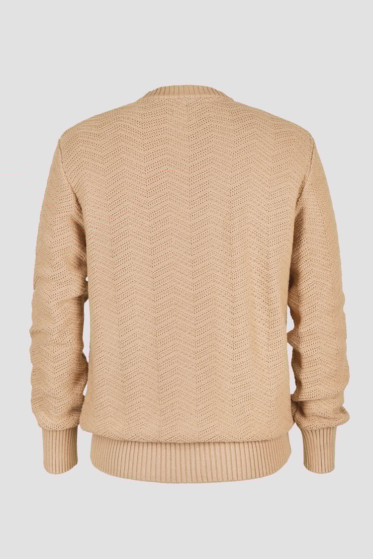 Chevron Textured Crew Neck Jumper