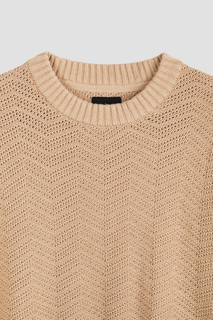 Chevron Textured Crew Neck Jumper