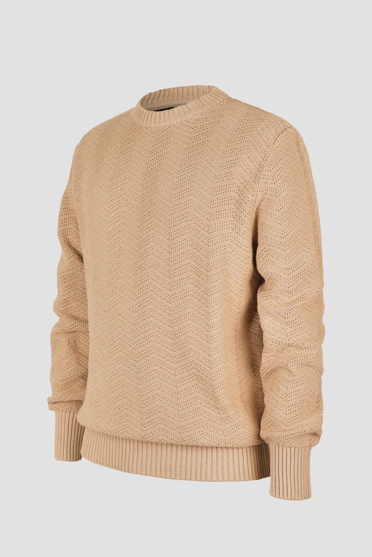 Chevron Textured Crew Neck Jumper